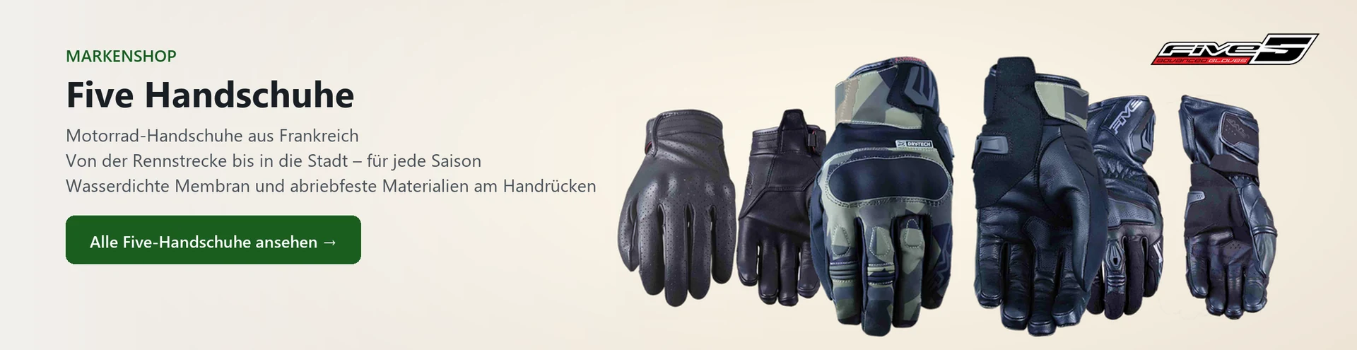Five Handschuhe – Produktauswahl im Markenshop