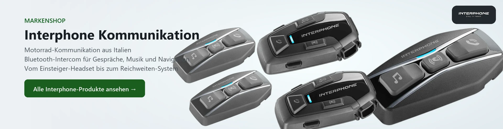 Interphone Kommunikation – Produktauswahl im Markenshop