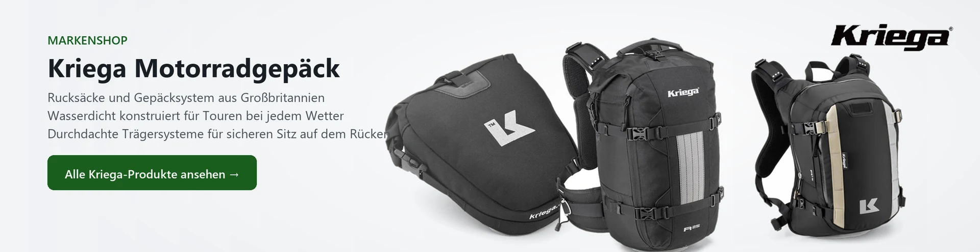 Kriega Motorradgepäck – Produktauswahl im Markenshop