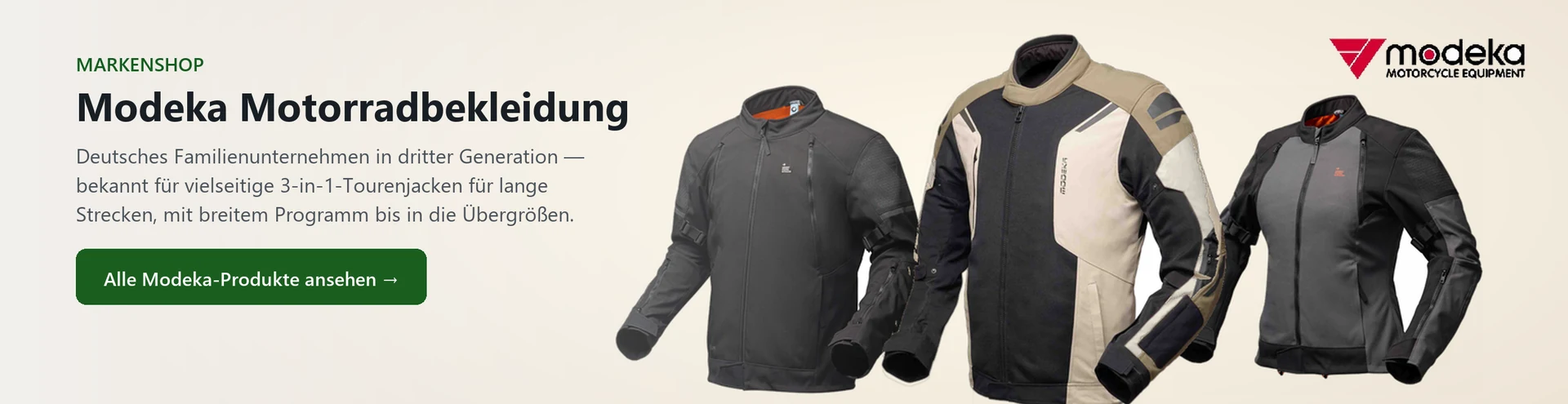 Modeka Motorradbekleidung – Produktauswahl im Markenshop
