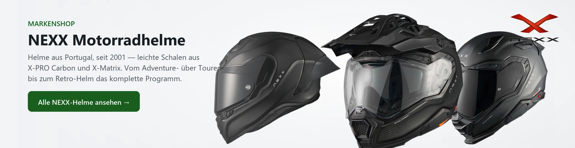NEXX Motorradhelme – Produktauswahl im Markenshop