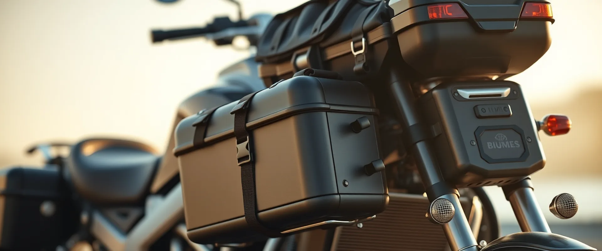 Motorradgepaeck: bepacktes Tourenmotorrad mit Koffern