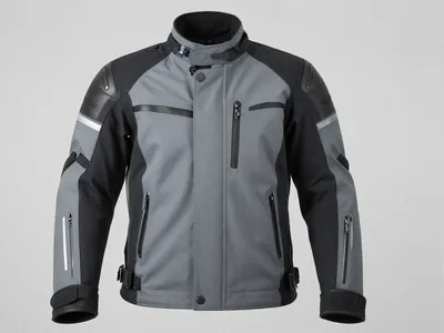 Graue Laminat-Tourenjacke, wasserdicht, Frontansicht