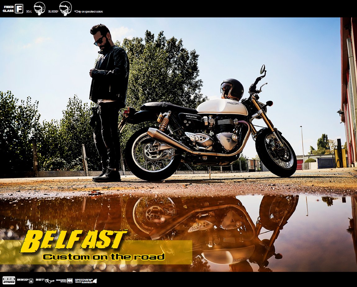 Belfast mit Carbon- und Fiberglas-Helmschale Belfast mit Carbon- und Fiberglas-Helmschale