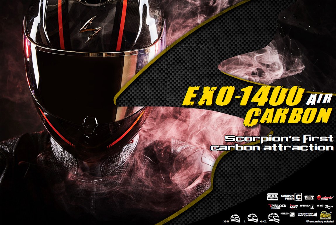 Scorpion EXO-1400 CARBON Air Integralhelme Scorpion EXO-1400 CARBON Air Integralhelme