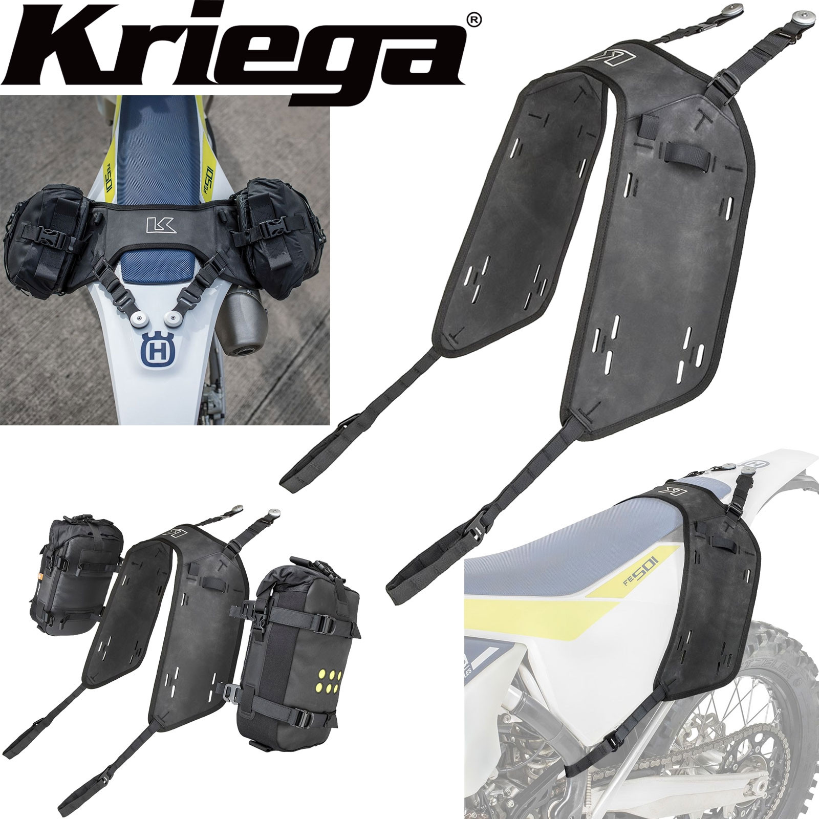 Kriega OS-Base - Sistema Di Fissaggio Per Borse OS6, OS12, OS18, Supporto Universale Per Moto, Enduro E Motocross