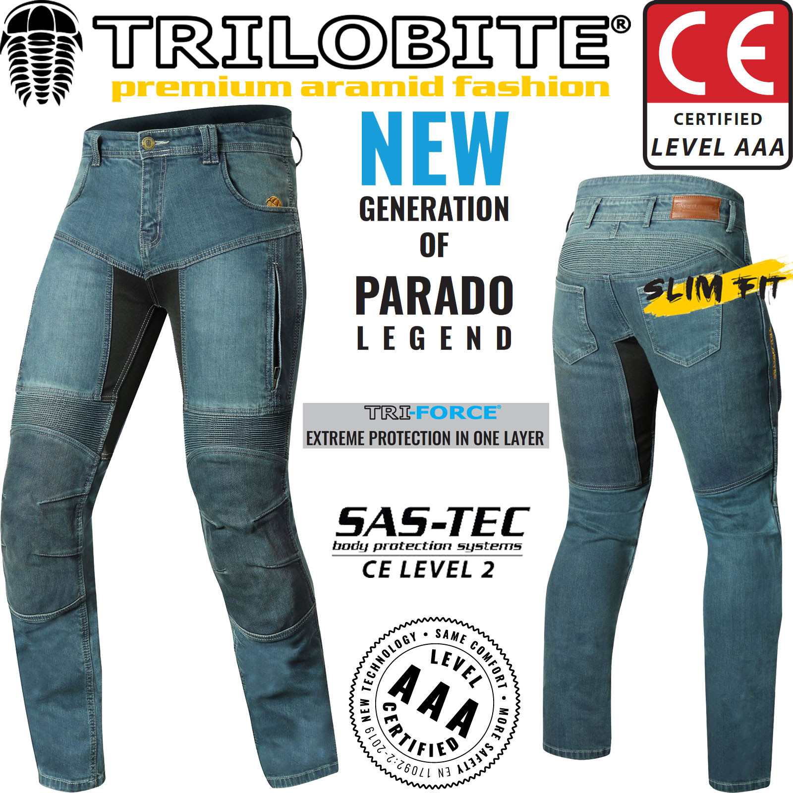 Trilobite Unisex 661 Parado Hose, Kevlar Hose, Motorradjeans, Parado, Schutzwaren