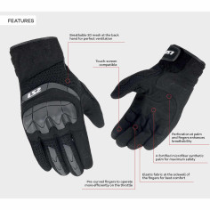 LS2 KUBRA MAN Motorradhandschuhe CE 3D-Mesh vorgekrümmt Klett