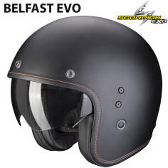 Scorpion Jethelm BELFAST EVO moderner Vintage-Helm Fiberglas ECE 22.06 mit Sonnenblende