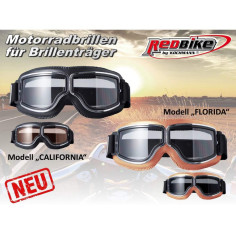 Redbike CALIFORNIA Motorradbrille für Brillenträger mit Belüftung Bikerbrille by Kochmann