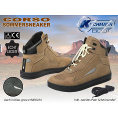 Kochmann CORSO Motorradschuhe Sneaker CE Sommer Nubuk-Leder mit 2 Paar Schnürsenkel
