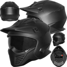 Germot Modularhelm GM 44 Jet und mit Combat StreetFight Jet Helm ECE 22.05 inkl. 2 Visieren