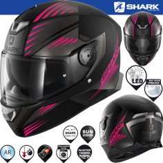 Shark Integralhelm SKWAL 2.2 mit Sonnenblende Max Vision Pinlock und LED
