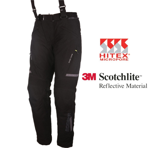 Modeka Allwetter-Motorradhose BAXTERS wasserdicht mit Thermofutter Hosenträger und Protektoren