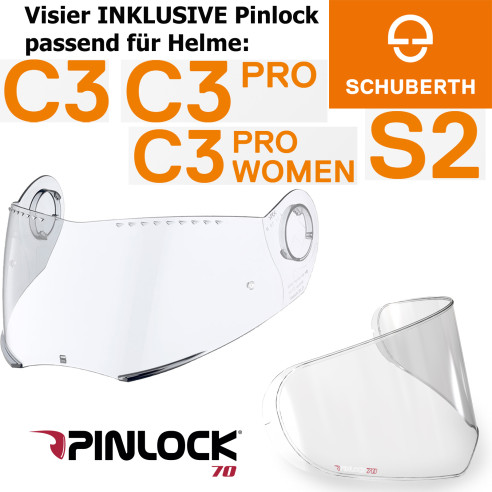 Schuberth Visier und Pinlockscheibe SET für Helme C3 / C3 Pro / S2 / S2 Sport