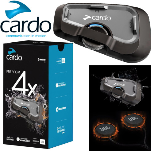 Cardo Motorrad-Headset FREECOM 4X Bluetooth 5.2 Live-Intercom Sound by JBL wasserdicht