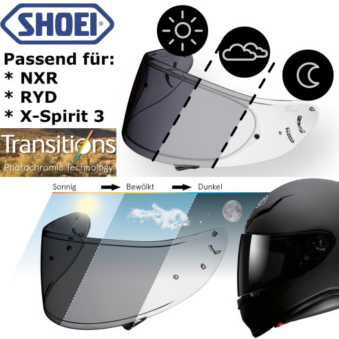 Shoei Visier CWR-1 PHOTOCROMIC für Helm NXR / RYD / X-Spirit III 3 selbsttönend