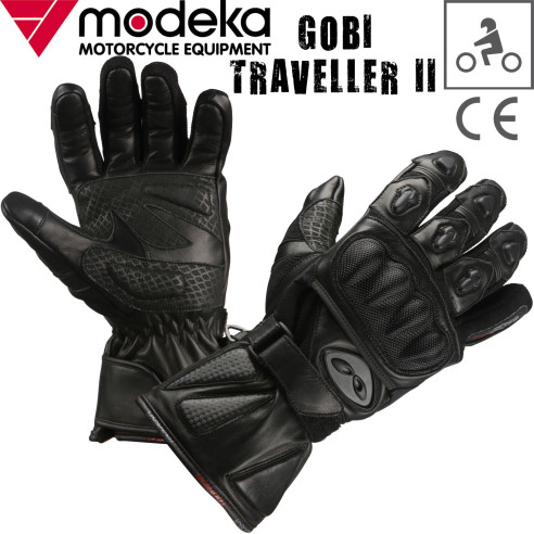 Modeka Motorradhandschuhe GOBI TRAVELLER II 2 Leder Stretch Touch Tip mit CE