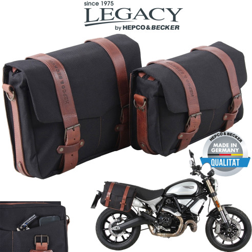 Hepco & Becker LEGACY BLACK Motorrad-Seitentasche aus Canvas für C-Bow Träger