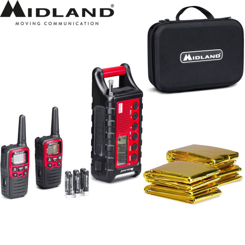 Midland EK 35 Notfall-Kit mit ER300 Powerbank Walkie-Talkies Thermodecken für Camping Wandern