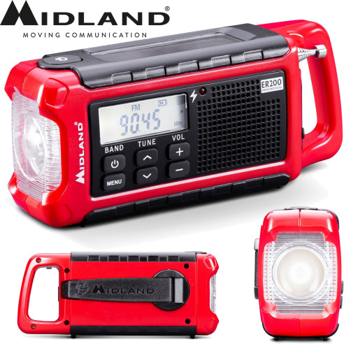 Midland ER200 Powerbank mit Radio SOS-Taschenlampe Solarpaneel Akku