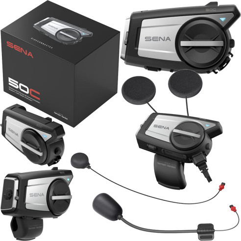 Sena Headset 50C Mesh Bluetooth 5 Motorrad Kommunikation mit 4K-Kamera und Sound by Harman Kardon Einzelset