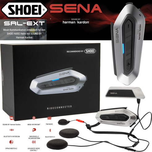 Shoei Headset SRL EXT für NXR 2 Mesh-Intercom Bluetooth 5 HD Sound by harman kardon powered by Sena