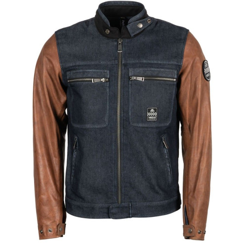 Helstons Motorradjacke WINSTON Canvas CE wasserdicht mit Lederärmeln