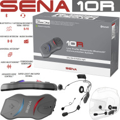 Sena Headset 10R Motorrad Kommunikation ultraflach mit Bluetooth 4.1 4-Wege Intercom bis 900m