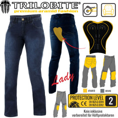 Trilobite Motorradjeans CULLEBRO für Damen mit Gel-Dämpfungspad Aramid und Knieprotektoren