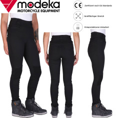 Modeka Motorrad-Leggings DEOLA LADY Aramid CE A Stretch gefüttert inklusive Knieprotektoren