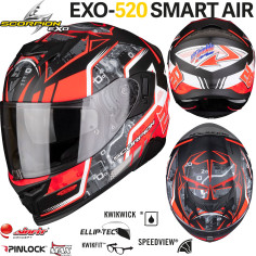 Scorpion Integralhelm EXO-520 AIR Hyper-Sporthelm mit AirFit System Sonnenblende und Max Vision Pinlock