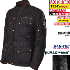 Modeka High-Tech 3in1 Wachsjacke GLASGOW wasserdicht Thermofutter mit SAS-TEC Protektoren