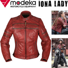 Modeka Damen Motorrad-Lederjacke IONA LADY aus Büffelleder mit Stretch Thermoweste und Protektoren