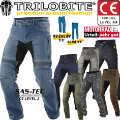 Trilobite Motorradjeans PARADO für Herren Slim und Regular Fit Aramid Hose TÜV GS CE AA mit SasTec Protektoren