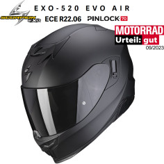 Scorpion Integralhelm EXO-520 EVO AIR mit AirFit ECE 22.06 Sonnenblende und Max Vision Pinlock