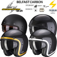 Scorpion Jethelm BELFAST CARBON mit Sonnenblende und Ultra-TCT Carbon-Fiberglas-Helmschale