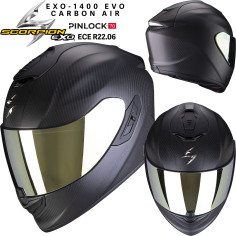 Scorpion Integralhelm EXO-1400 EVO Carbon Air mit AirFit System ECE 22.06 Sonnenblende und MaxVision Pinlock