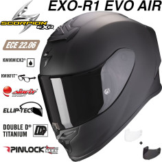 Scorpion Integralhelm EXO-R1 EVO AIR Premium-Helm mit Max Vision Pinlock AirFit zwei Visieren und ECE 22.06