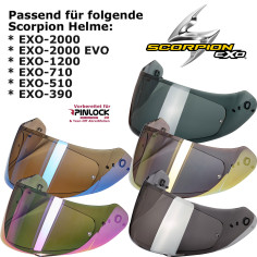 Scorpion 2D Visier KDF14-2 für EXO 2000 / 2000 EVO / 1200 / 710 / 510 / 491 / 410 / 390 vorbereitet für Pinlock und Tear-Off