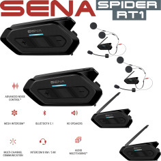 Sena Motorrad-Headset SPIDER RT1 ultraflach Bluetooth 5.1 Mesh Intercom mit Premium HD Lautsprechern