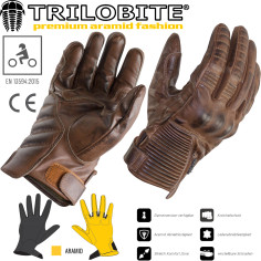 Trilobite Sommer Motorradhandschuhe CAFE für Herren mit Aramid CE und kurzer Stulpe