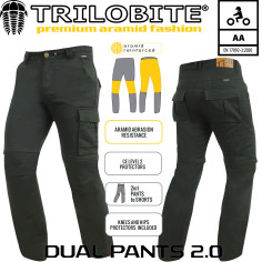 Trilobite Motorradhose DUAL PANTS 2.0 mit abnehmbarem Hosenbein CE AA Aramid Baumwolle inklusive Protektoren