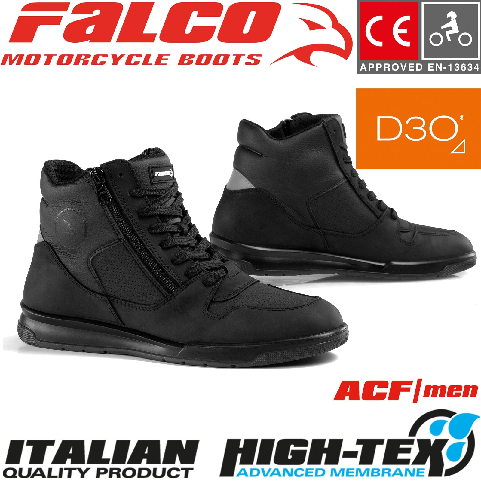 Falco Motorradschuhe CORTEZ 2 Leder Sneaker wasserdicht perforiert mit D3O Protektoren