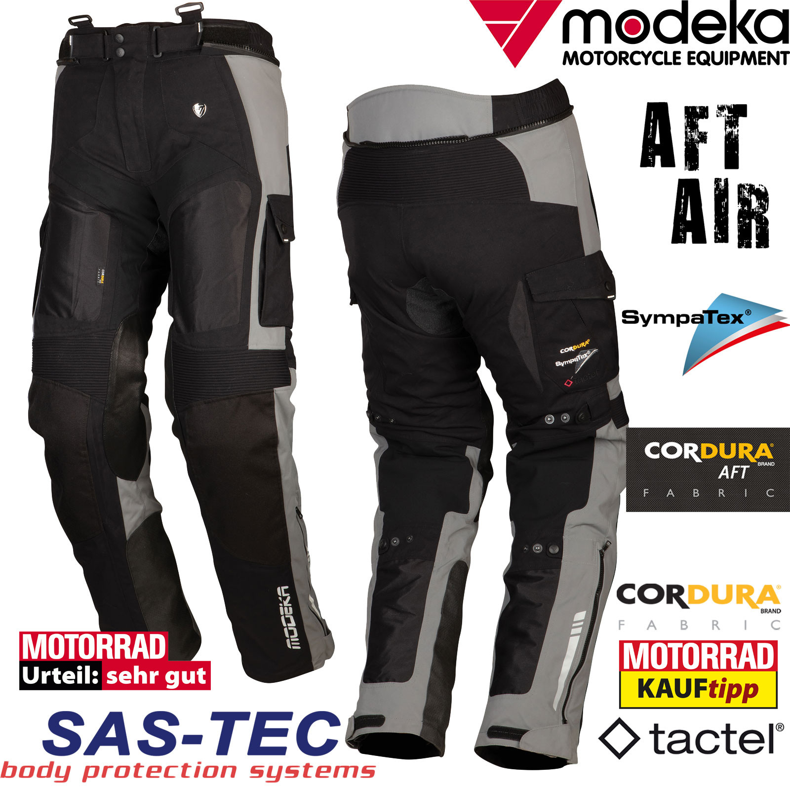 Modeka 3in1 Motorradhose AFT AIR mit extrem guter Belüftung Sympatex-Membrane und SAS-TEC Protektoren inkl. Thermofutter