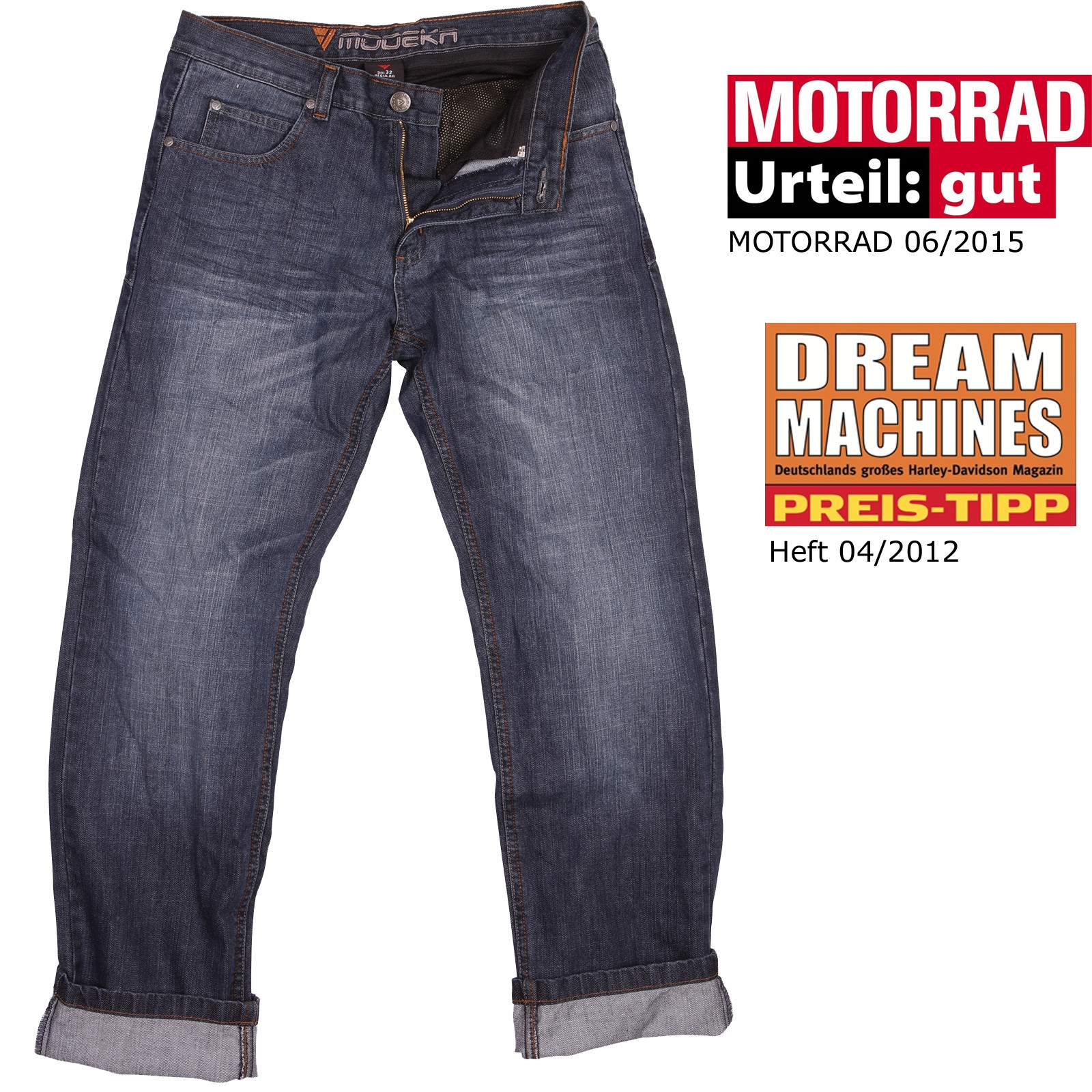 Modeka Motorradjeans DENVER 2 II PRO Relaxed-Fit mit Aramid-Innenhose und Knieprotektoren