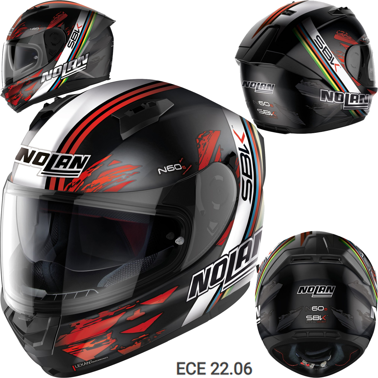 Nolan Integralhelm N60-6 SBK 56 mit Ultra-Wide-Visier VPS Sonnenblende und Pinlock ECE 22.06