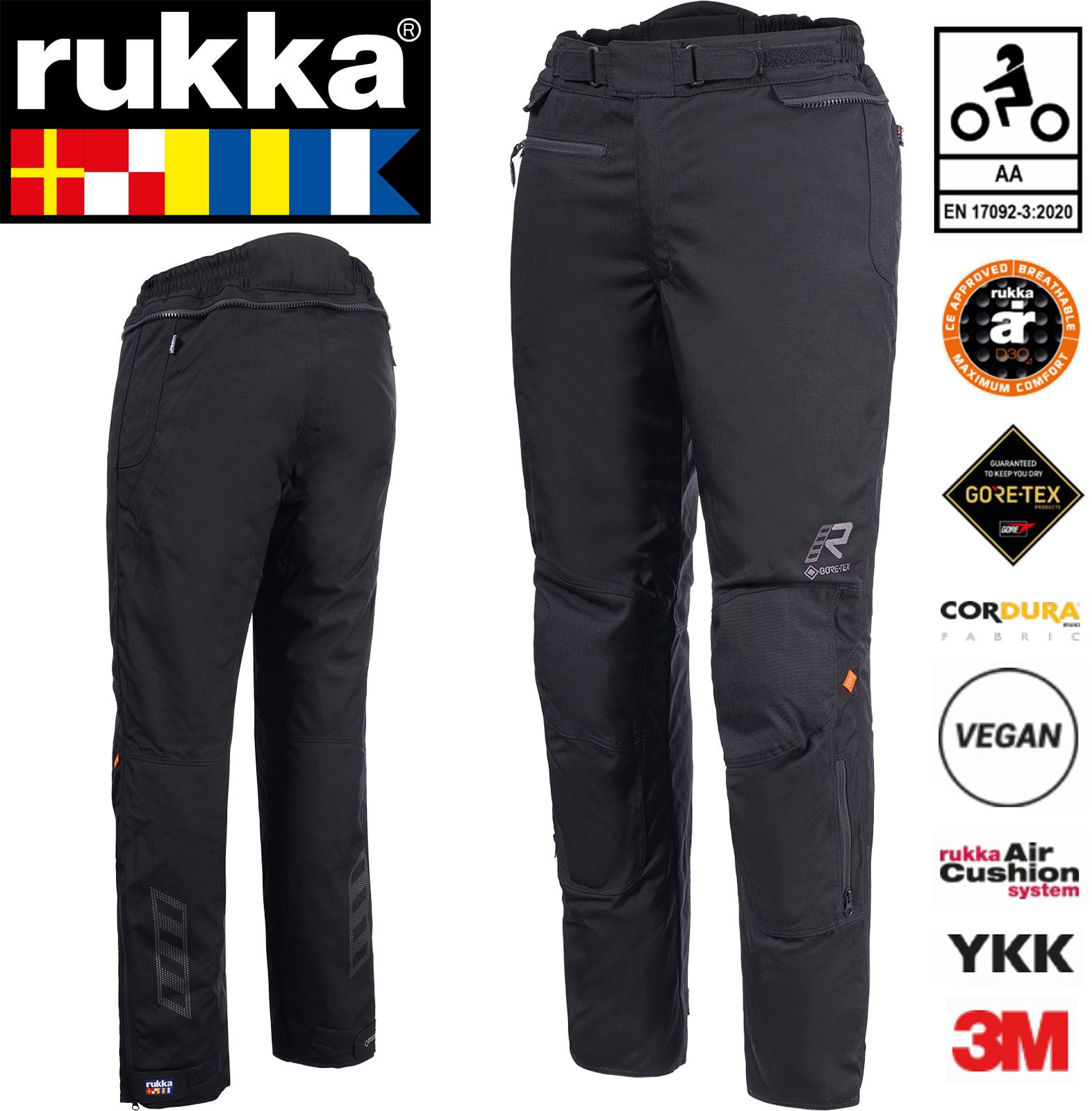 Rukka Gore-Tex Motorradhose 4-ROADS Cordura Ganzjahres-Hose mit D3O Air XTR Protektoren CE AA