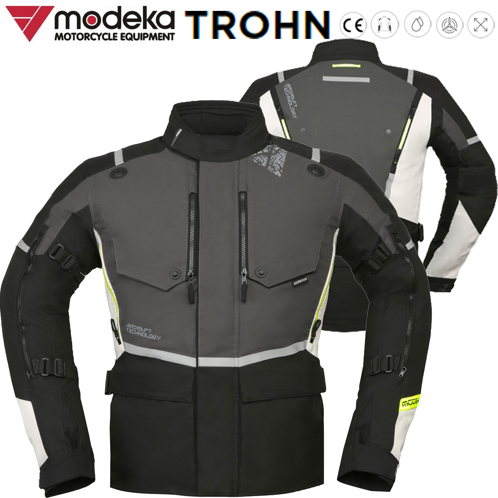 Modeka Motorradjacke TROHN Stretch CE AA Cordura wasserdicht mit Protektoren