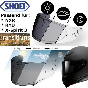 Shoei Visier CWR-1 PHOTOCROMIC für Helm NXR / RYD / X-Spirit III 3 selbsttönend